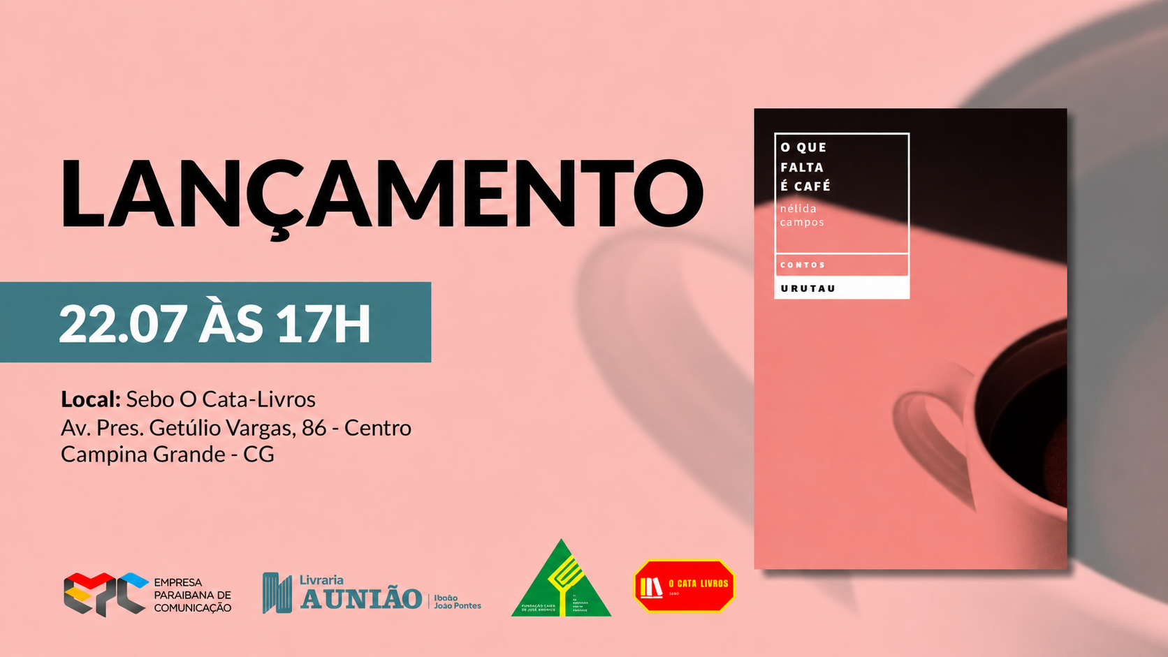 Lançamento do livro "O que falta é café" — Nélida Campos